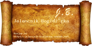 Jelencsik Boglárka névjegykártya